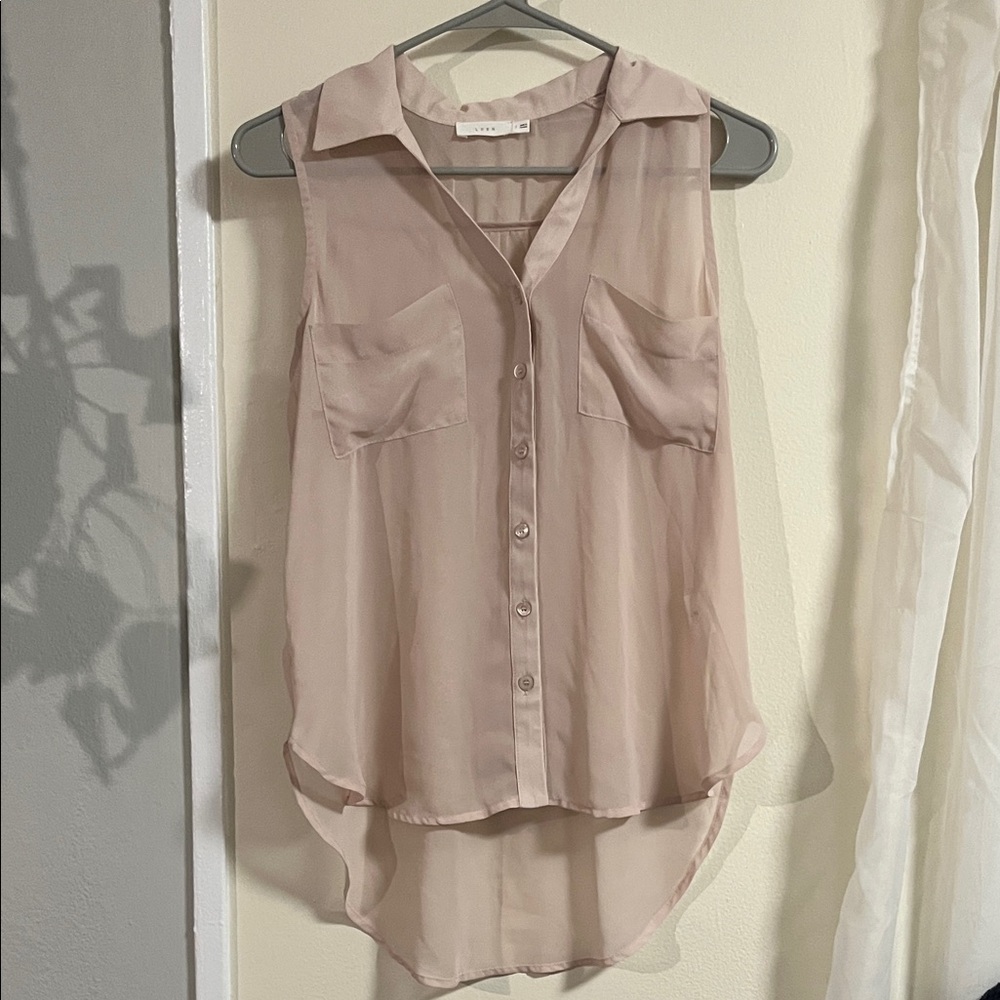 Lush Sheer Sleeveless Blouse - Light Pink